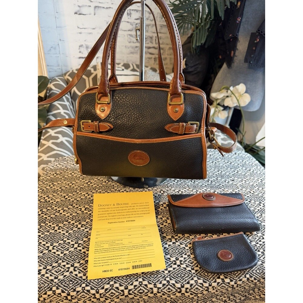 Dooney & Bourke Black Pebbled Leather  Satchel Bag. All Weather Leather.